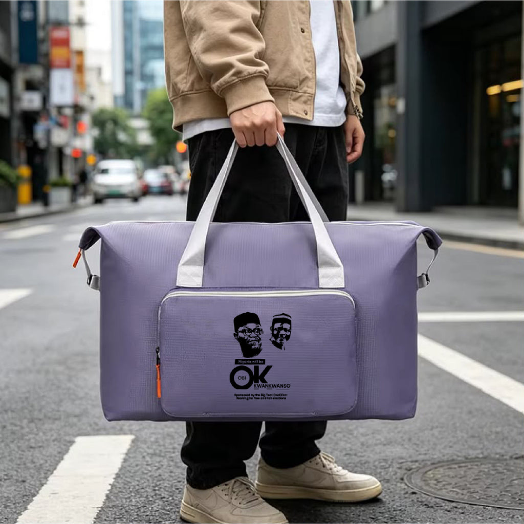 Purple & pink OK Weekender Bag with pockets and handles