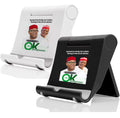 Black and white phone stand featuring the Obi Kwankwaso design